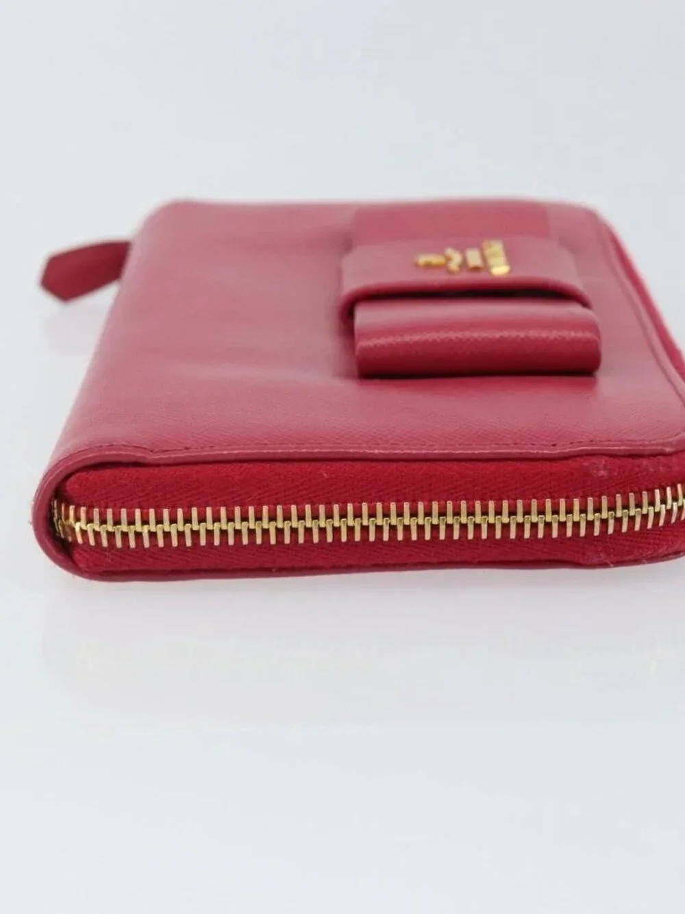 PRADA Ribbon Long Wallet Safiano leather Pink Gold